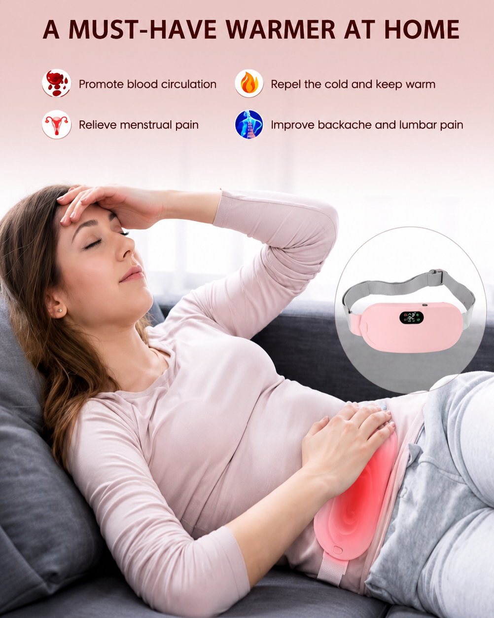 Smart Period Cramp Relief Massager & Heating Pad