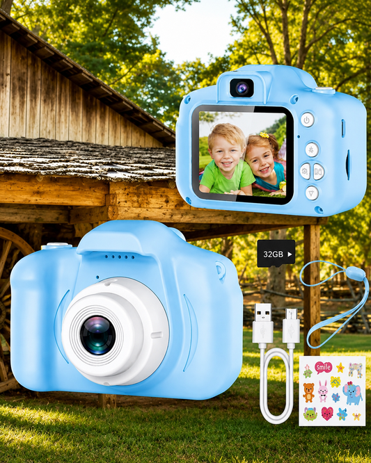 Kids Digital Video Camera with 2-Inch Screen - USB Rechargeable (Blue)